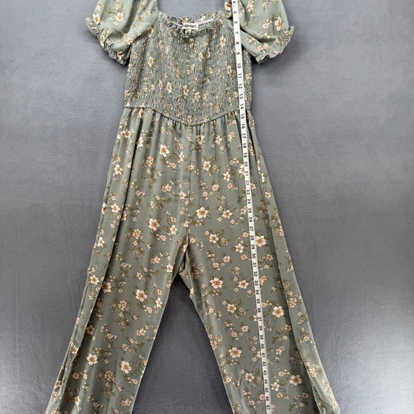 Inspired Hearts Jumpsuit Women's Large Green Floral Off the Shoulder Coquette - Picture 7 of 12